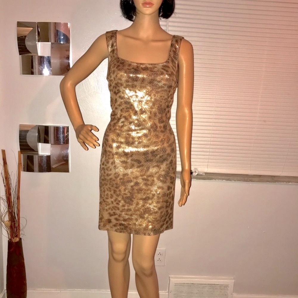 Cach’e sequins leopard open back dress